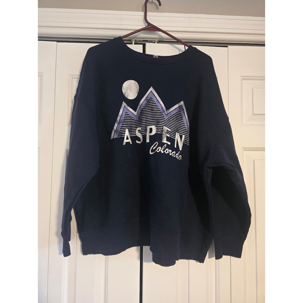 Time and Tru Aspen Colorado Graphic Sweatshirt Navy Blue XXL 20 Pullover